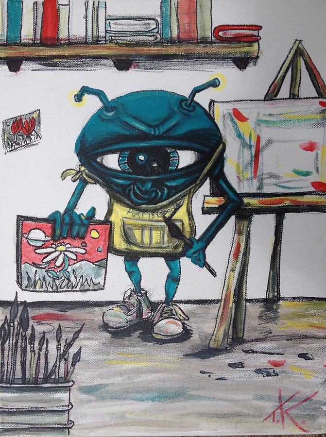 Alien Artist Painting by Similar Alien