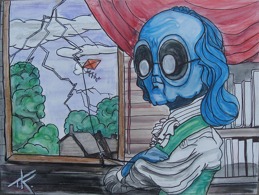 alien Ben Franklin Painting by Similar Alien