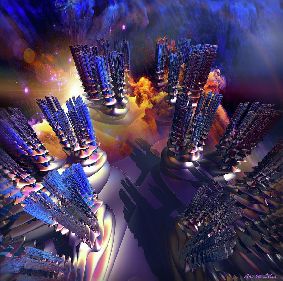 Alien City 2 Digital Art by Lilia S