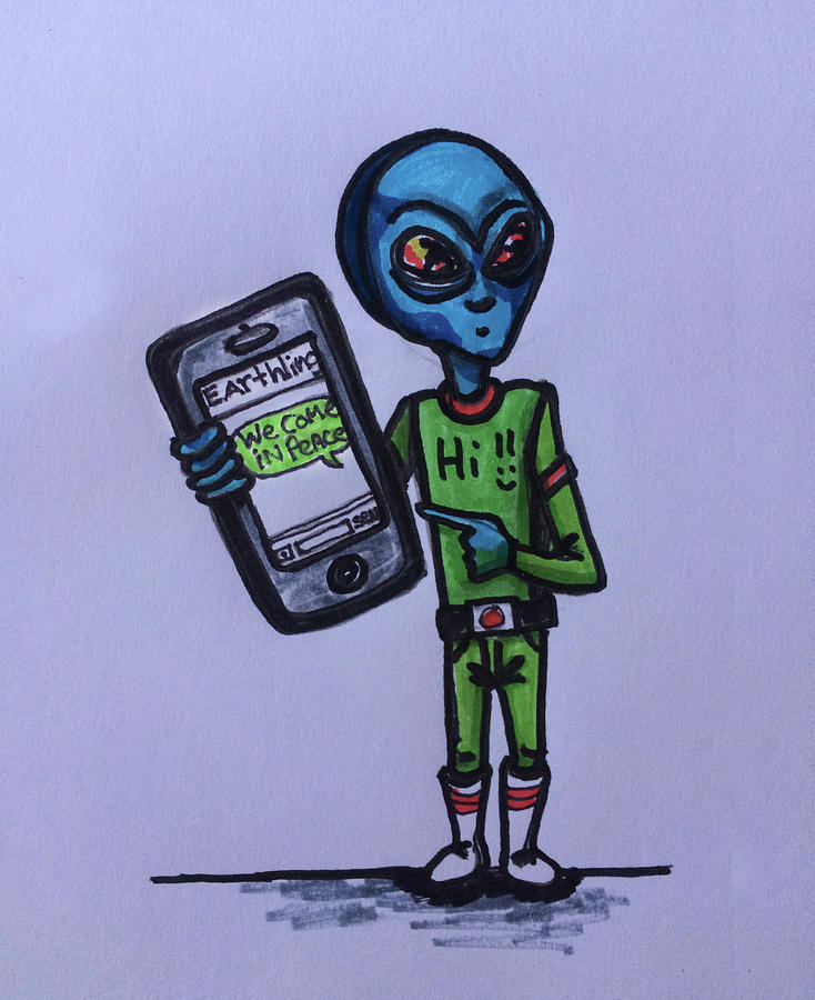 Alien Communication Drawing by Similar Alien