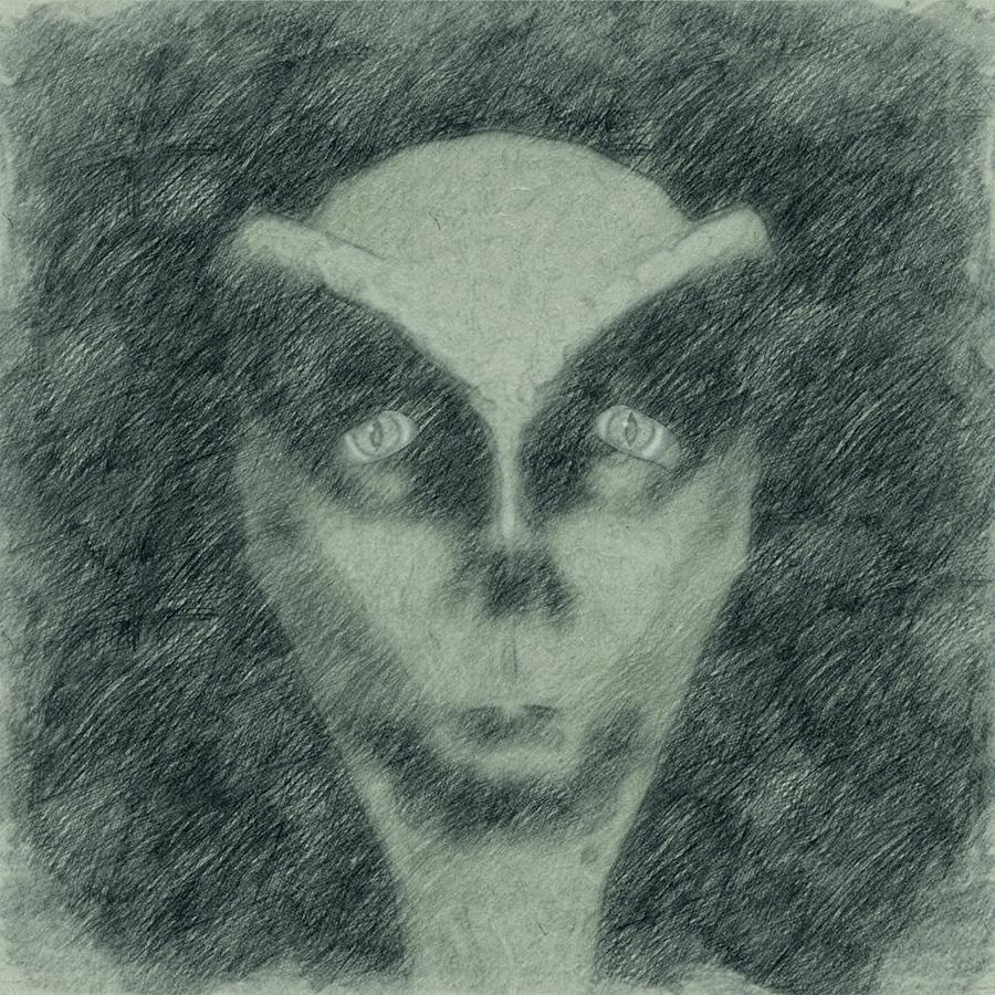 Alien Head Sketch Drawing