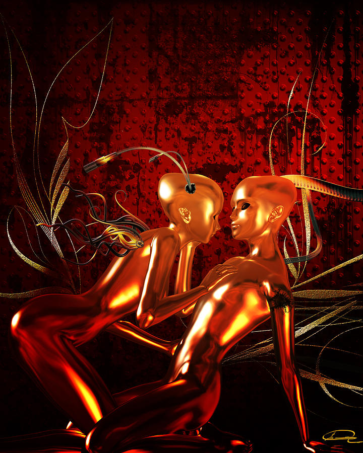 Alien Digital Art - Alien Love by Emma Alvarez