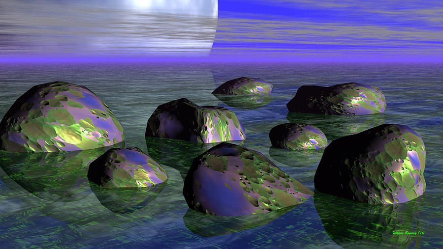 Alien Moon Rocks Digital Art by Wayne Bonney