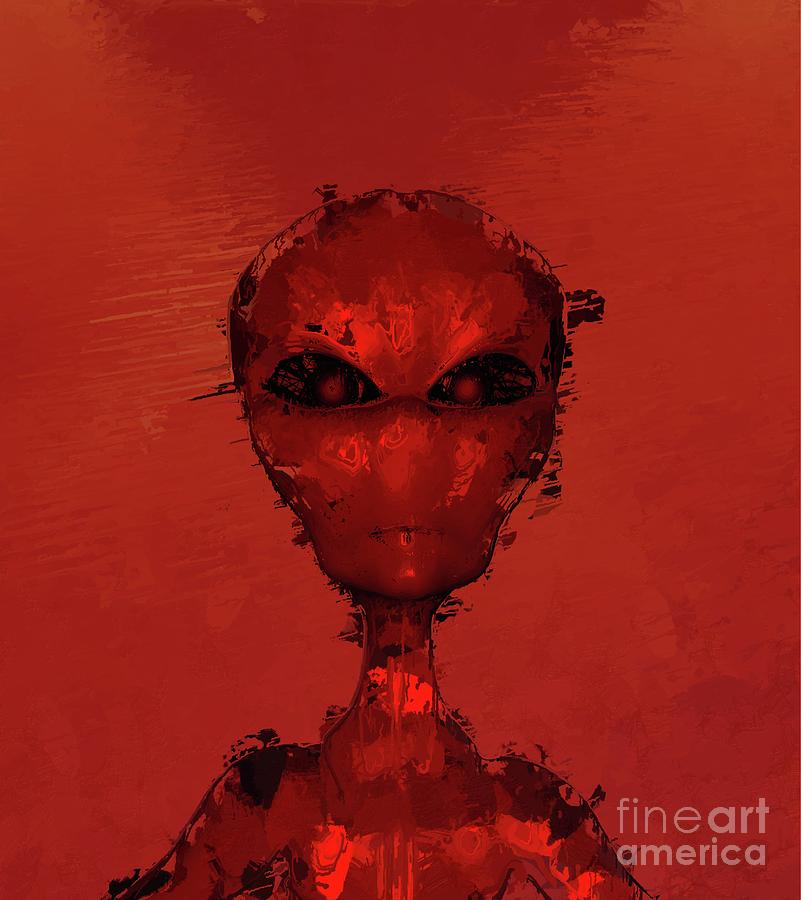 Alien Red Digital Art