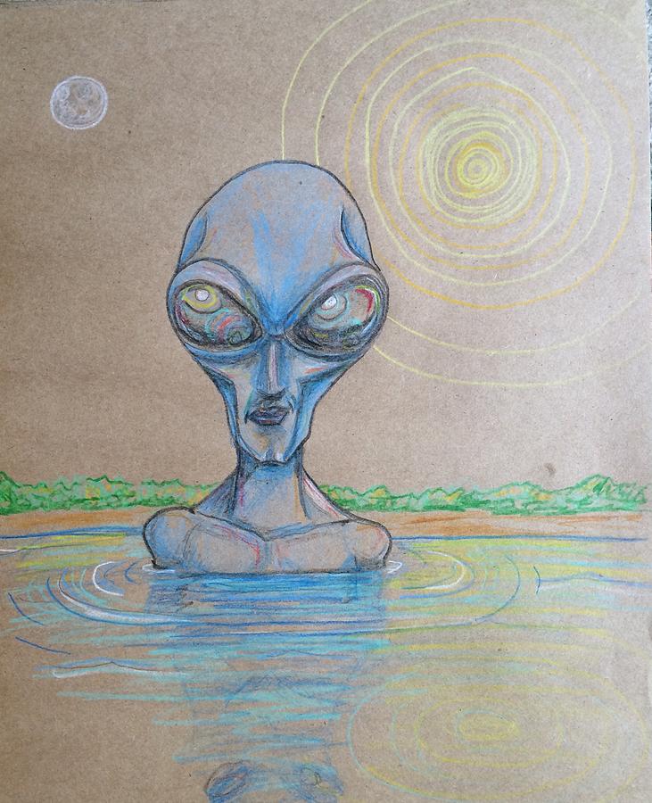 Alien Submerged Drawing by Similar Alien