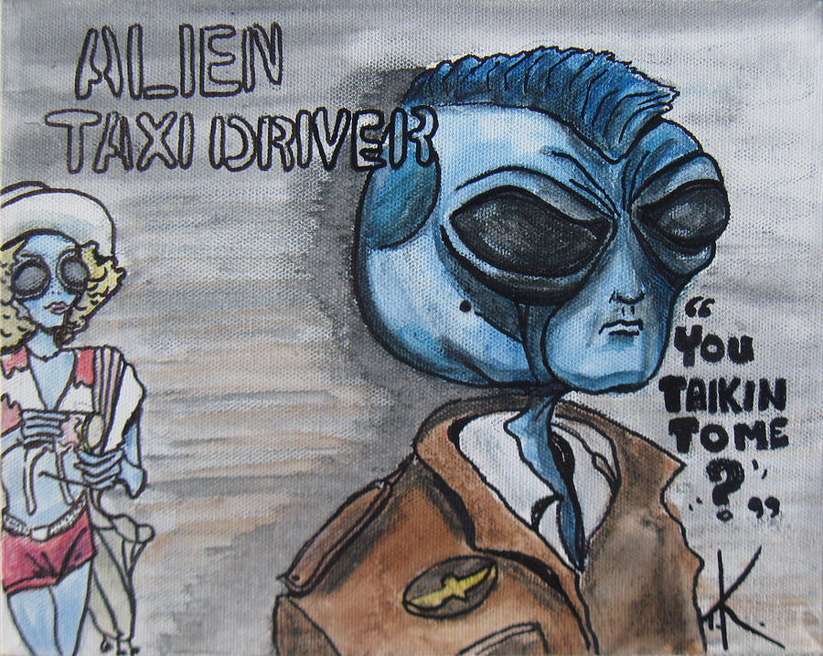 Alien Taxi Driver Painting by Similar Alien