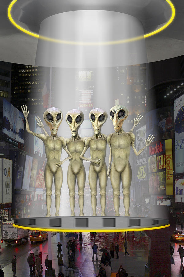 Alien Vacation - Beamed Up from Time Square Photograph by Mike McGlothlen