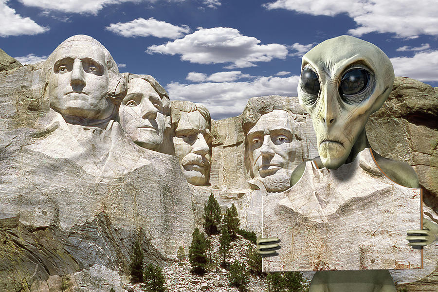 Alien Vacation - Mount Rushmore 2 Photograph by Mike McGlothlen