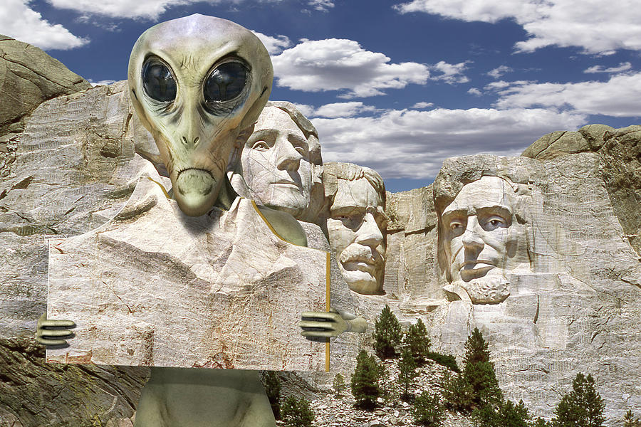 Alien Photograph - Alien Vacation - Mount Rushmore by Mike McGlothlen