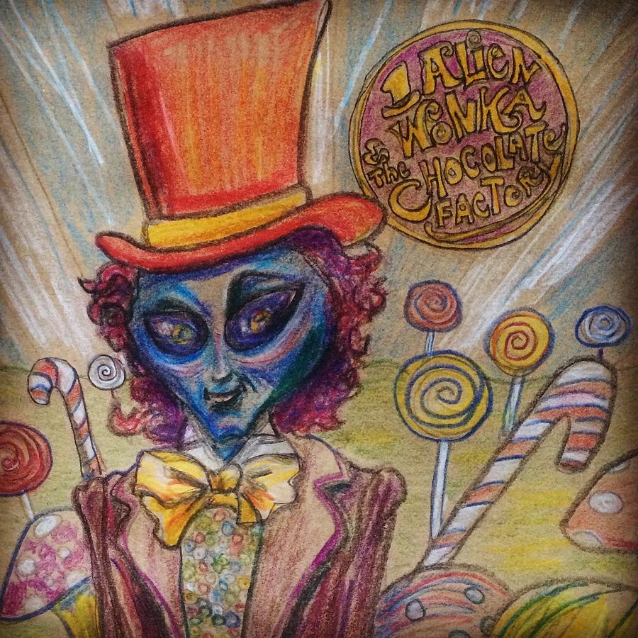 Gene Wilder Drawing - Alien Wonka and the Chocolate Factory by Similar Alien