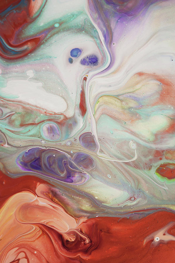 Alien Worlds. Vertical. Abstract Fluid Acrylic Painting Painting by Jenny Rainbow