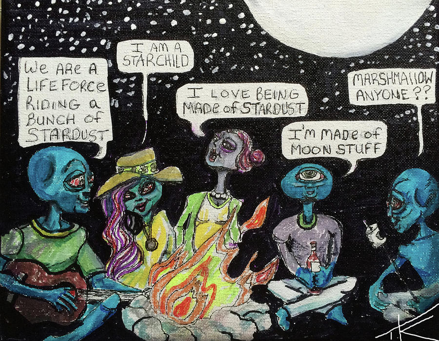 Aliens by the Campfire Painting by Similar Alien