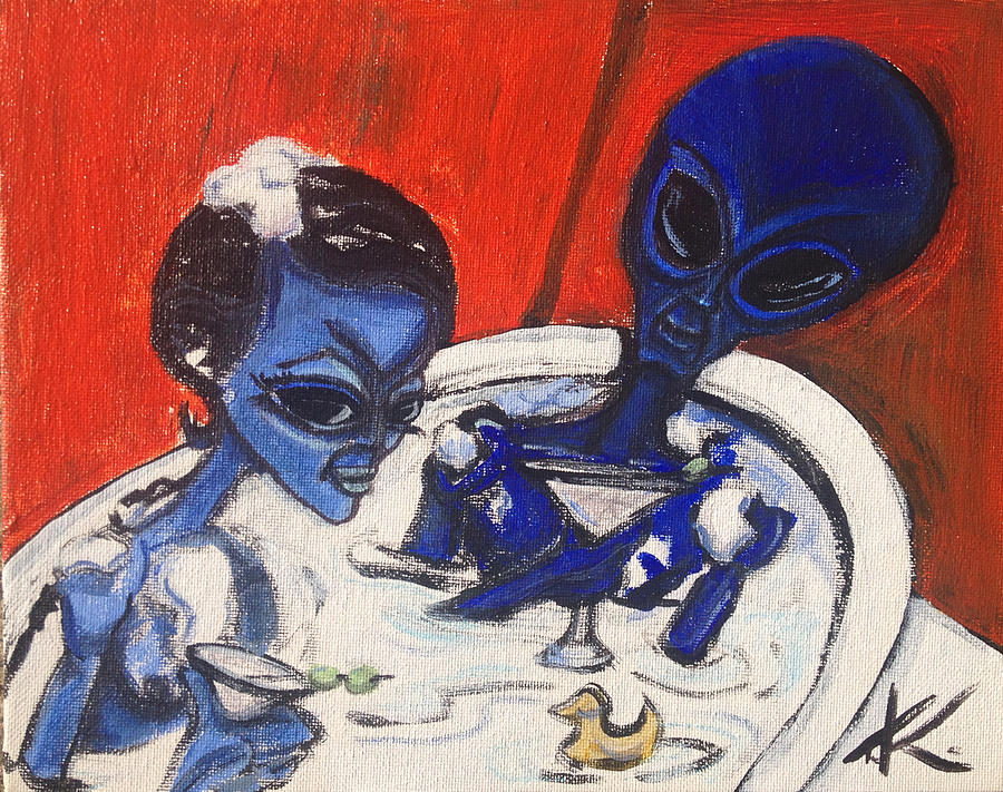 Aliens Drink Martinis in a Bubble Bath Photograph by Similar Alien