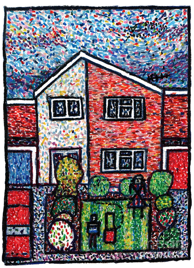 Suburbia Drawing - Aliens mowed my Lawn by Andy  Mercer