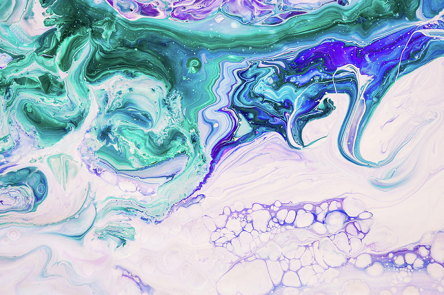 Alive Ocean Fragment. Fluid Acrylic Painting Painting by Jenny Rainbow