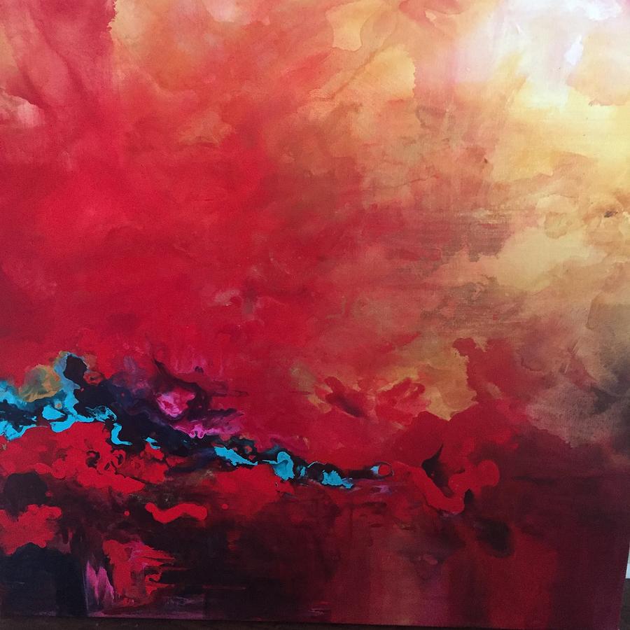Alizarin Abstract Painting by Karen Ahuja