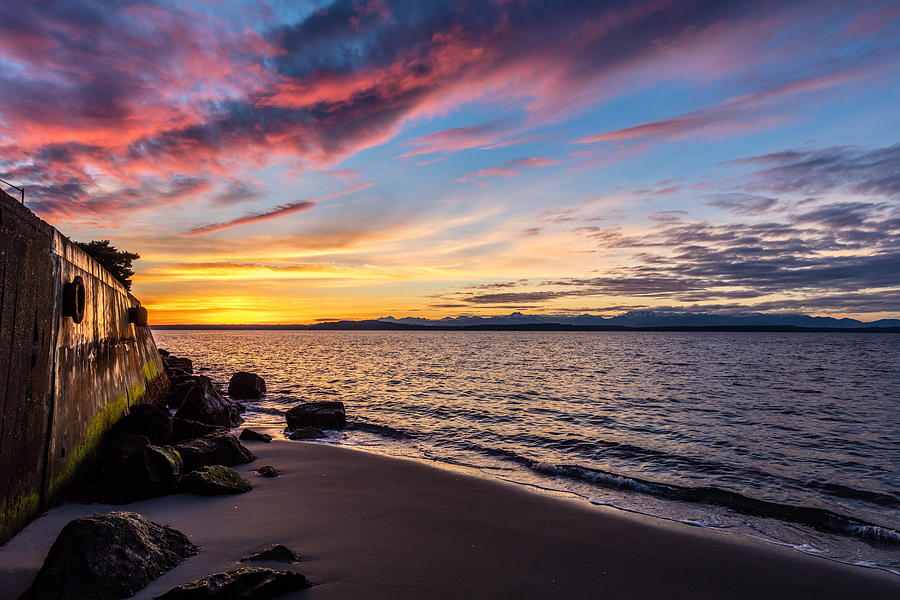 Alki Beach Sunset Photograph by Michael Holly - Pixels