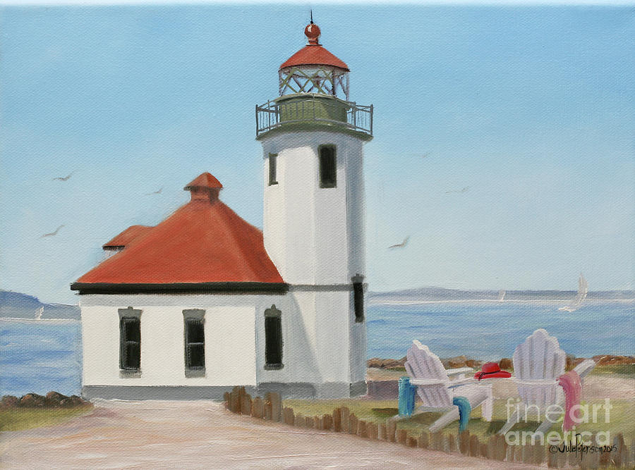 Alki Point Lighthouse Painting by Julie Peterson