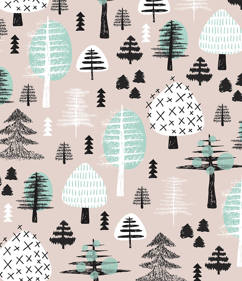 Winter Digital Art - All about trees by Maaike Boot