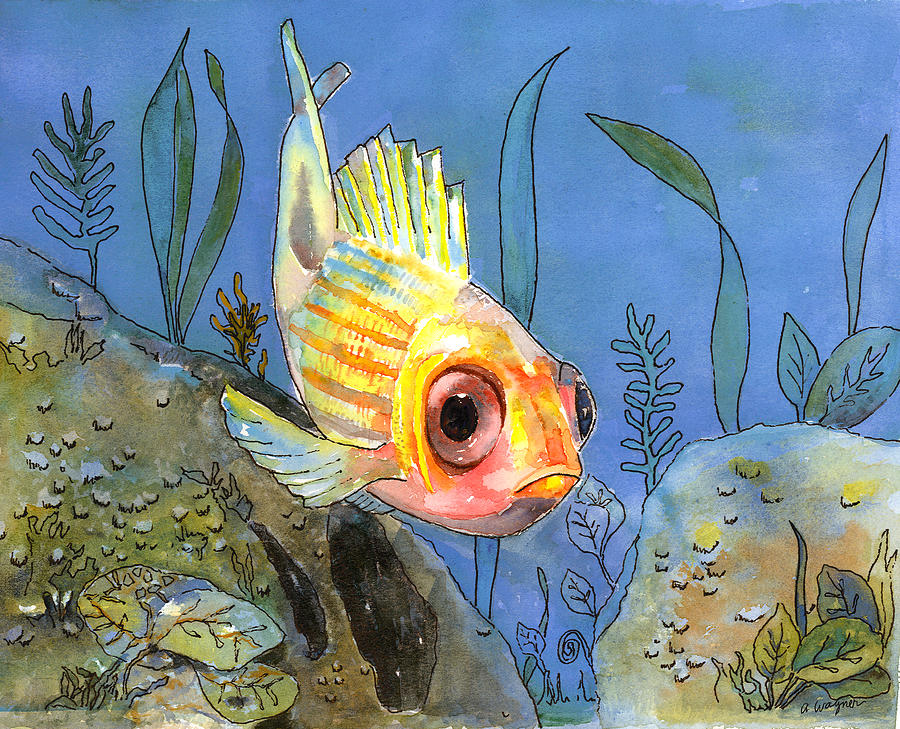 All Alone - Squirrel Fish Painting by Arline Wagner