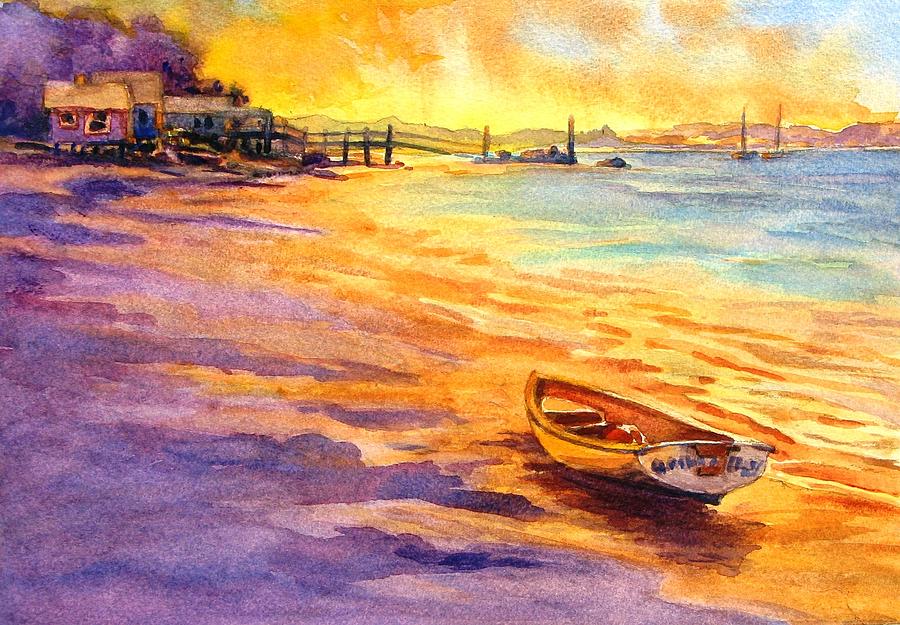 Sunset Painting - All Ashore Thats Going Ashore by Virgil Carter