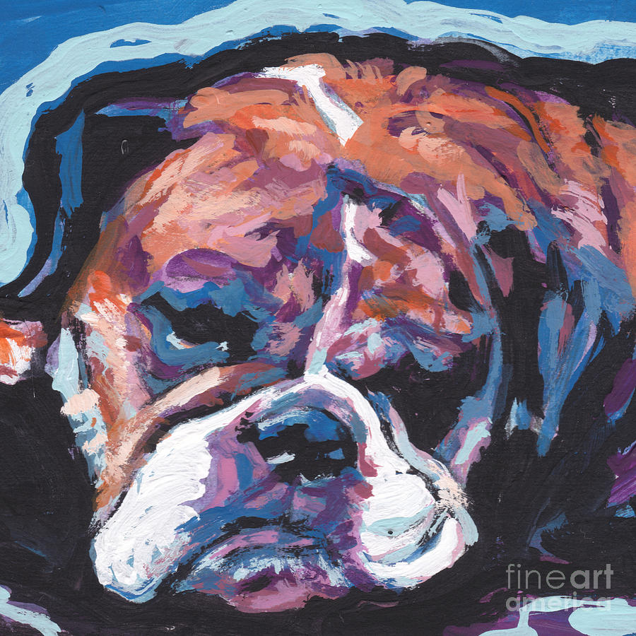 English Bulldog Painting - All Bull Love by Lea S