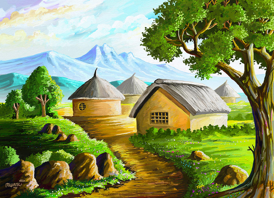 Nature Painting - All gone to Farm by Anthony Mwangi