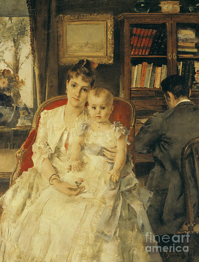 All Happiness  Family Scene Painting by Alfred Emile Stevens