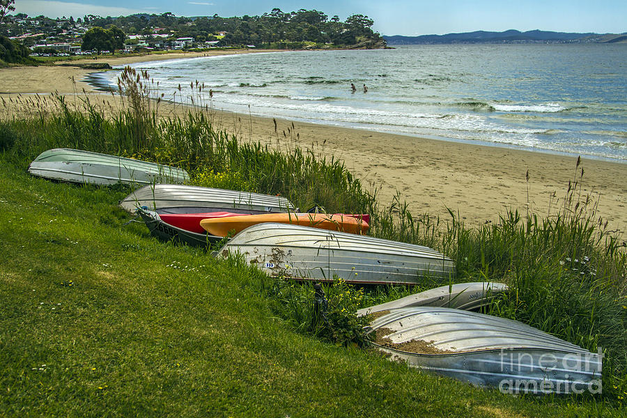 Boat Photograph - All Lined Up In A Row by Sandra Cockayne ADPS