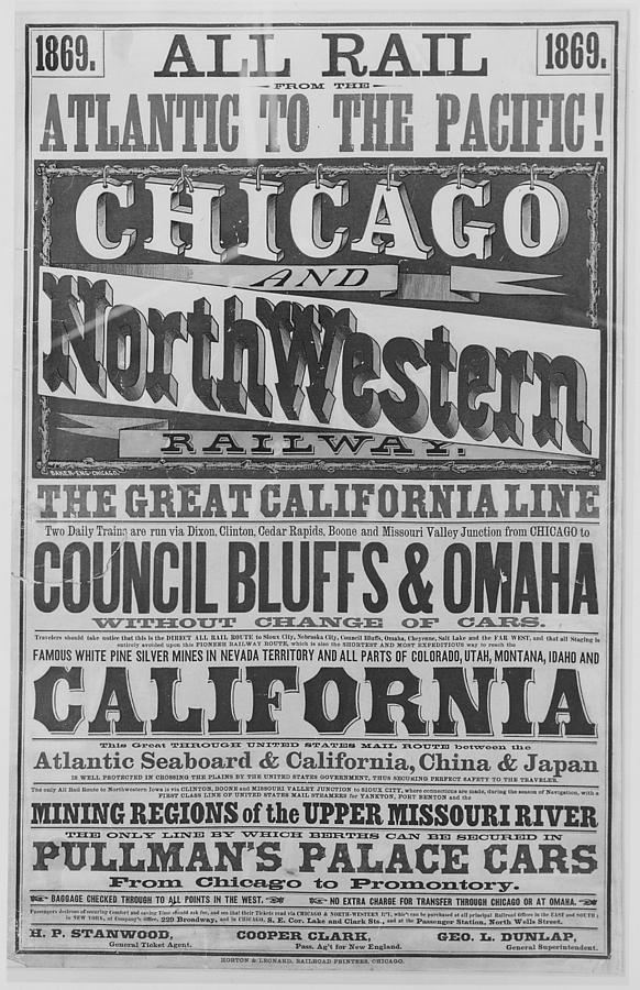 All Rail Chicago and North Western  Poster - 1869 Photograph by Chicago and North Western Historical Society