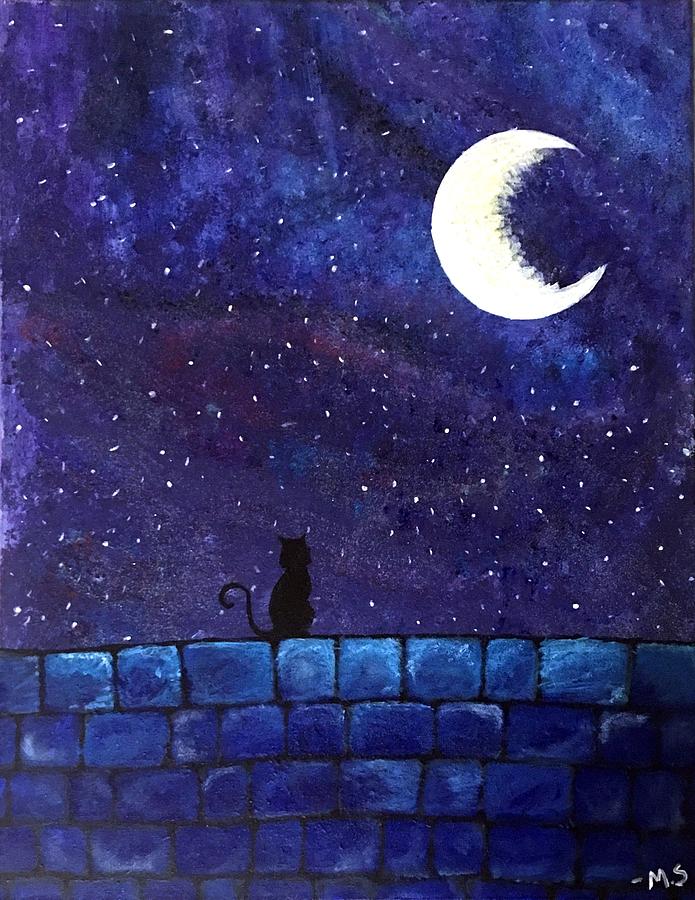 Cat Painting - All the stars in the sky by Michelle Sarafian