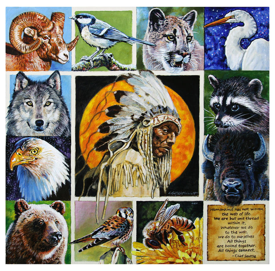Animal Painting - All Things Connect by John Lautermilch
