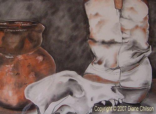 Boot Drawing - All Used Up by Diane Chilson