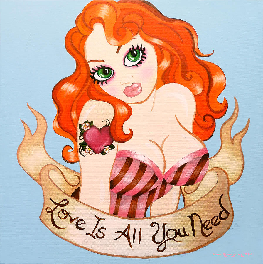 Vintage Painting - All You Need Is Love by Little Bunny Sunshine