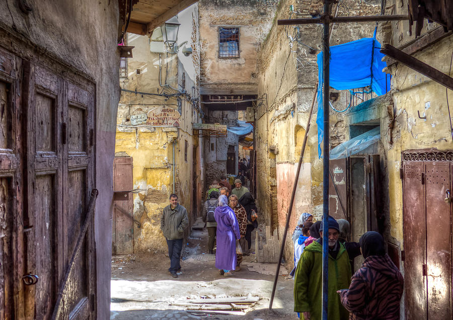 Alley in Fes medina Photograph by Claudio Maioli