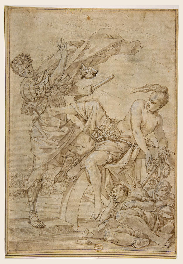 Allegory of Fortune Drawing by Attributed to Pietro Testa