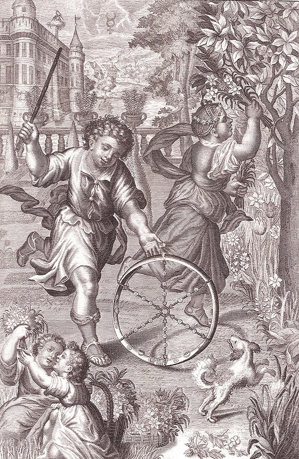 Allegory of Spring Antique Print Drawing by Village Antiques