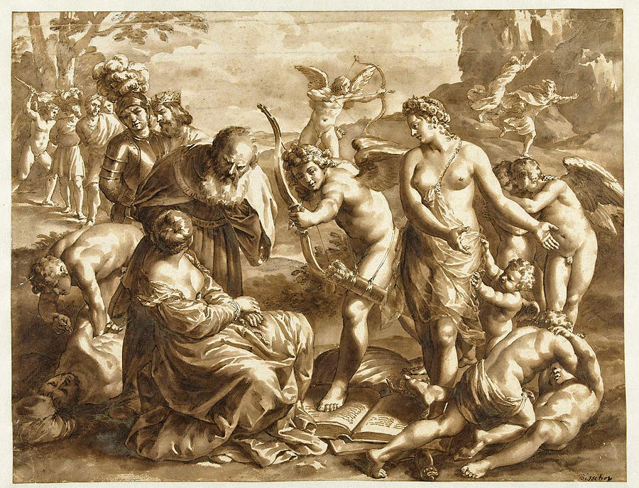 Allegory of the Power of Venus Drawing by Jan de Bisschop