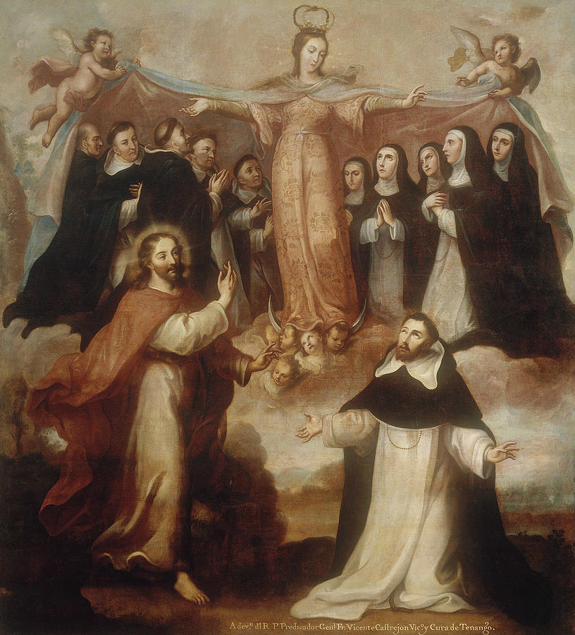 Allegory of the Virgin Patroness of the Dominicans Painting by Miguel Cabrera