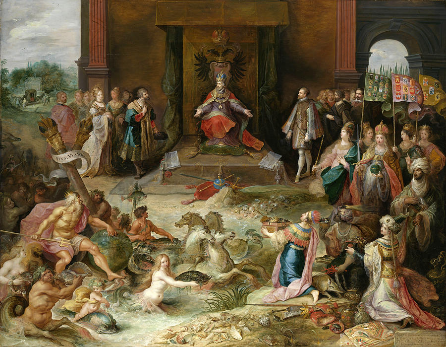 Allegory on the Abdication of Emperor Charles V in Brussels Painting by Frans Francken the Younger