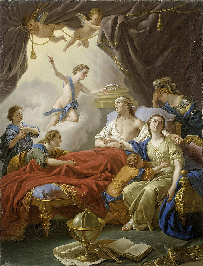 Louis Jean Francois Lagrenee Painting - Allegory on the Death of the Dauphin by Louis-Jean-Francois Lagrenee