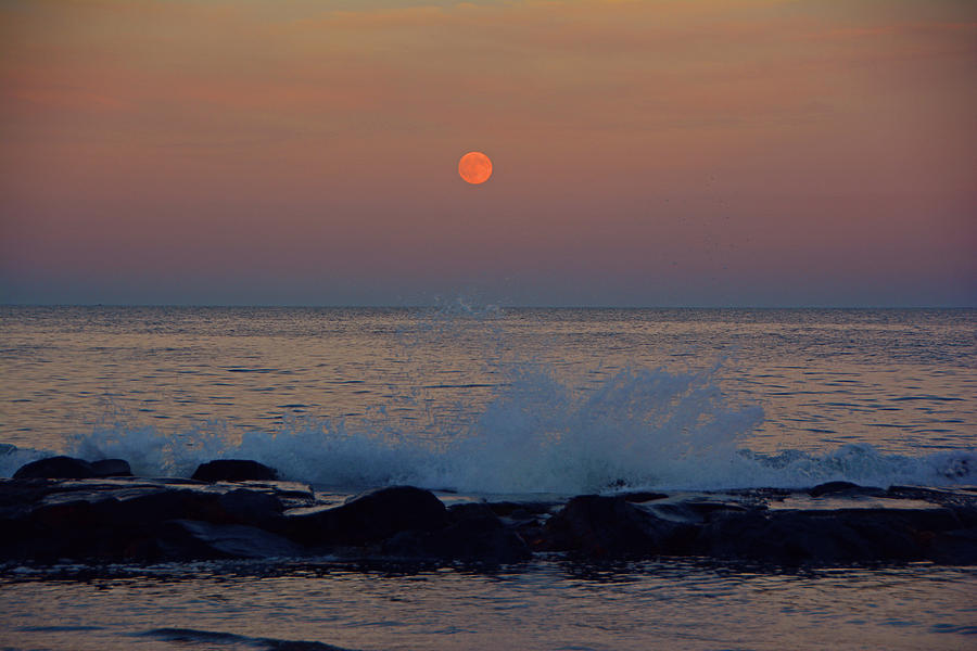Allenhurst Beach Full Moon Rise Photograph by Raymond Salani III