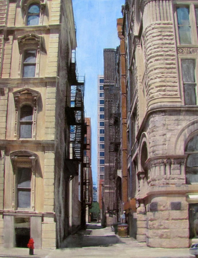 Alley - Michigan Ave. Mixed Media by Anita Burgermeister