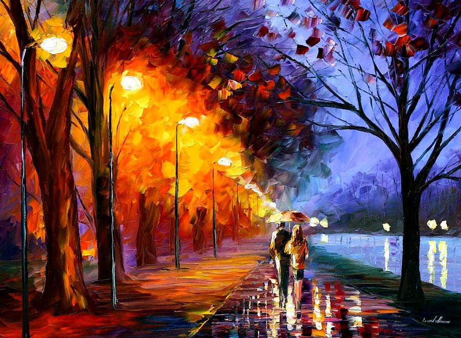 Afremov Painting - Alley By The Lake by Leonid Afremov