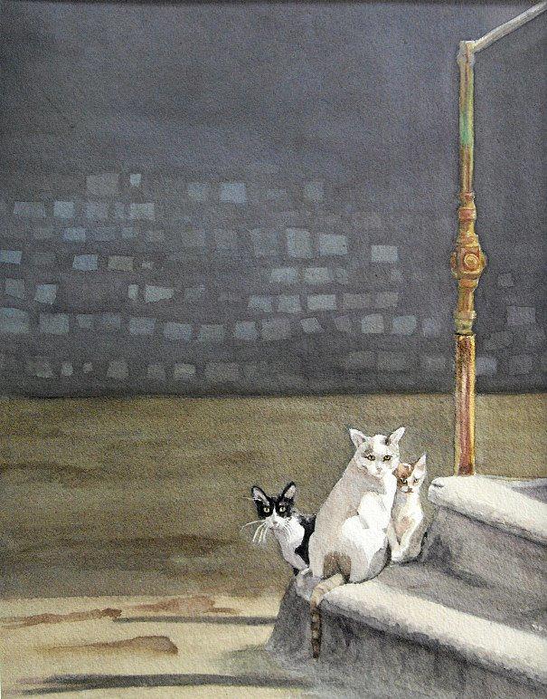 Alley Cats - Gatti Randaggi Painting by Mimi Boothby