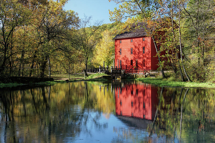 Alley Spring Mill Reflection Photograph by Alan Hutchins