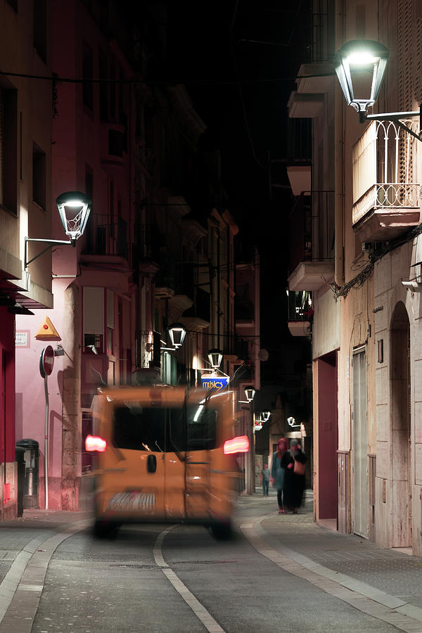Lamp Photograph - Alley way at night by Svetlana Sewell