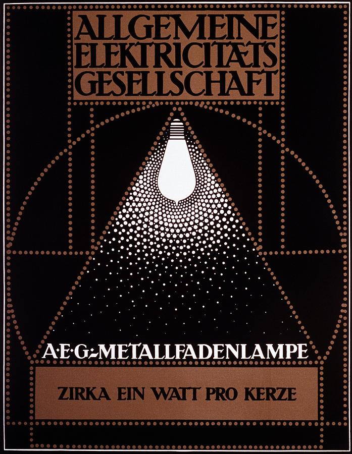 Vintage Mixed Media - Allgemeine Elektricitats Gesellschaft - Vintage German Advertising Poster by Studio Grafiikka