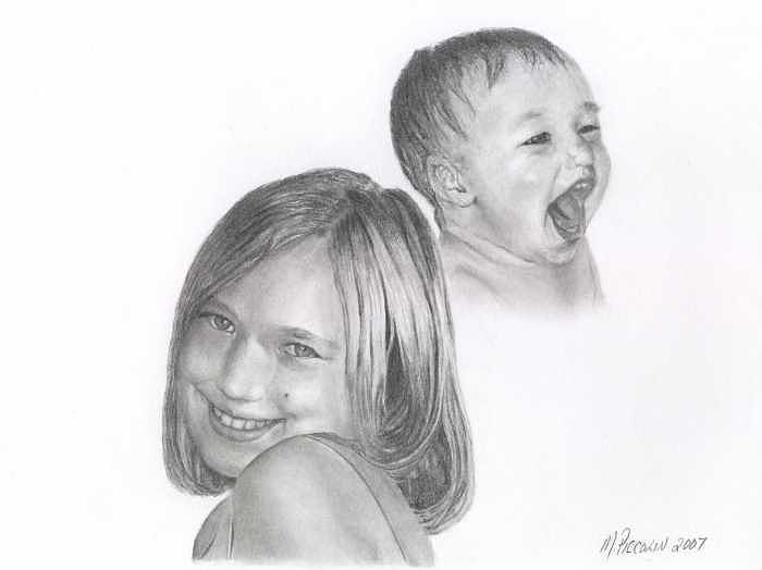 Allie then and now Drawing by Marlene Piccolin Allie then and now Drawing by Marlene Piccolin