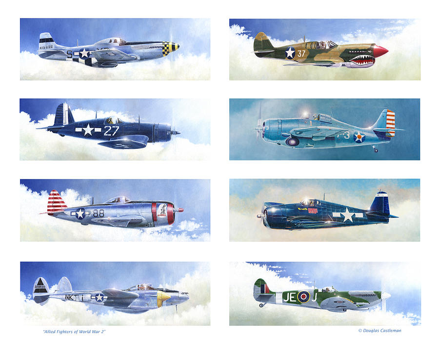 Allied Fighters of the Second World War Painting by Douglas Castleman